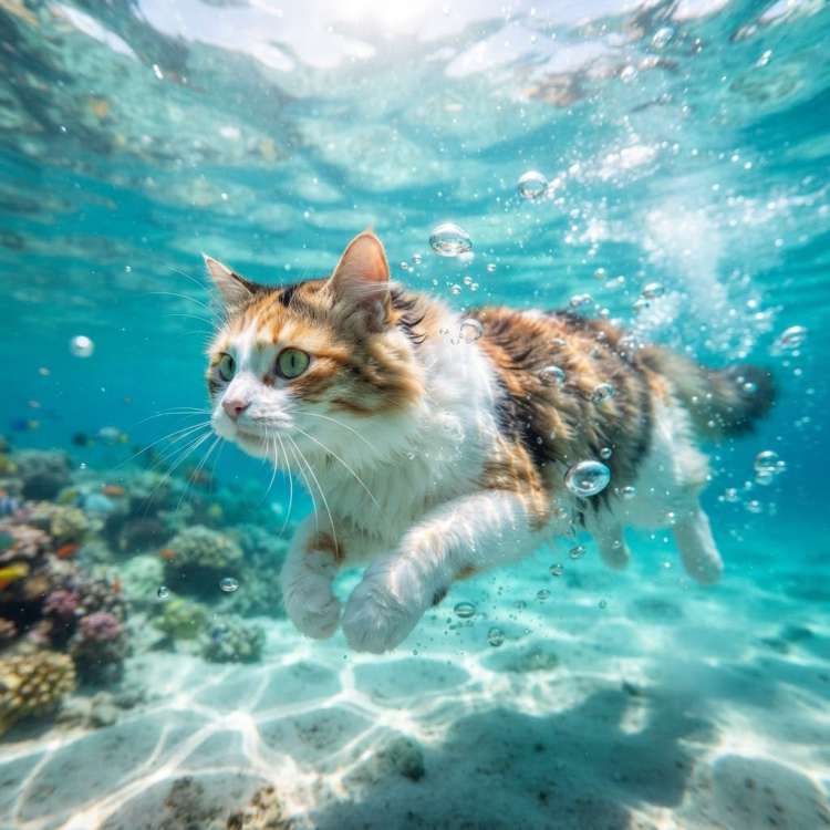 Swimming Cat